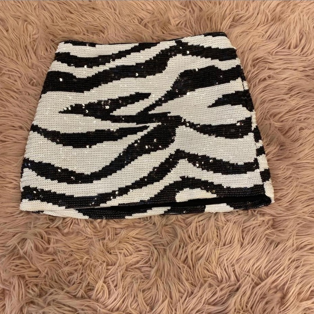 bebe sequin zebra skirt